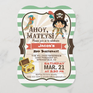 Convites Festa de aniversário verde, laranja e castanho;