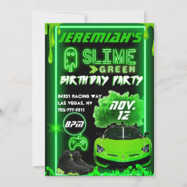 Convites Festa de aniversário Verde Slime