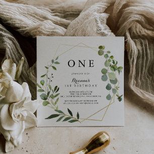 Convites Festa de aniversário Verde Tropical Geométrica D