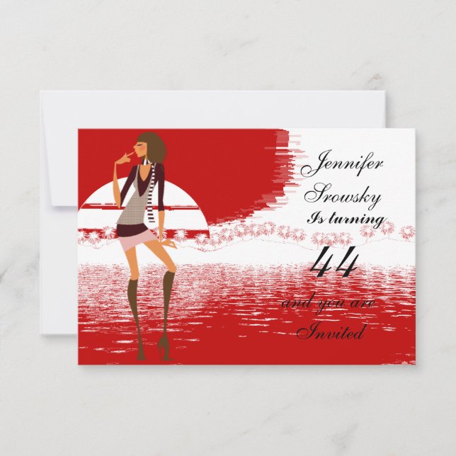 Convites Festa de aniversário vermelha (Frente)