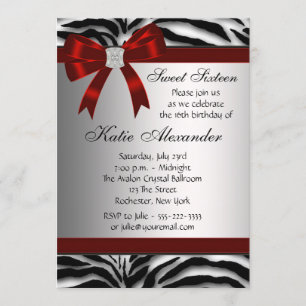 Convites Festa de aniversário vermelha do doce dezesseis da