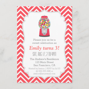 Convites Festa de aniversário vermelha dos doces da máqui