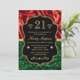Convites Festa de Aniversário Vermelho e Verde Brilhante