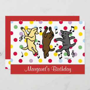 Convites Festa de aniversário Vermelho Labrador Trio