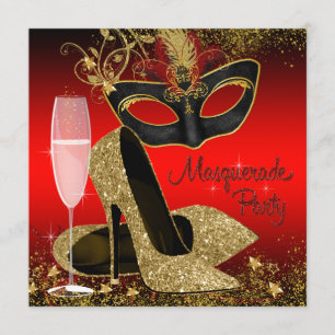 Convites Festa de aniversário Vermelho Preto e Dourada