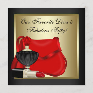 Convites Festa de Aniversário Vermelho, Preto e Dourado