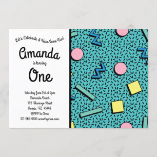Convites Festa de aniversário Vintage Memphis do anos 80 9
