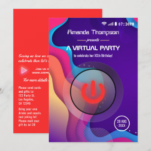 Convites Festa de Aniversário Virtual Geométrica Futurista