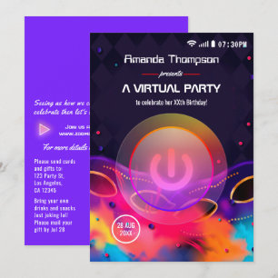 Convites Festa de Aniversário Virtual Glow
