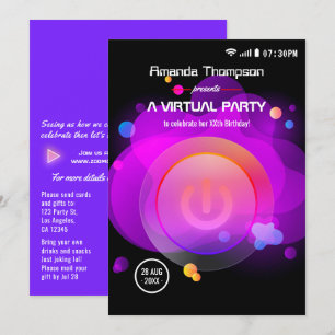 Convites Festa de Aniversário Virtual Glow