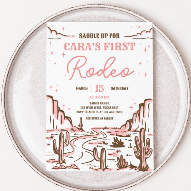 Convites Festa de aniversário Wild West Rodeo (Cowgirl Rodeo Birthday Party Invitation)