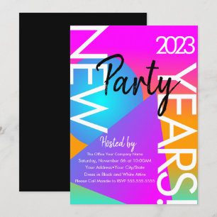 Convites Festa de Ano Novo 2023 Formas Neon Gradiente