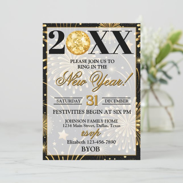 Convites Festa de Ano Novo 2026 (Em pé/Frente)