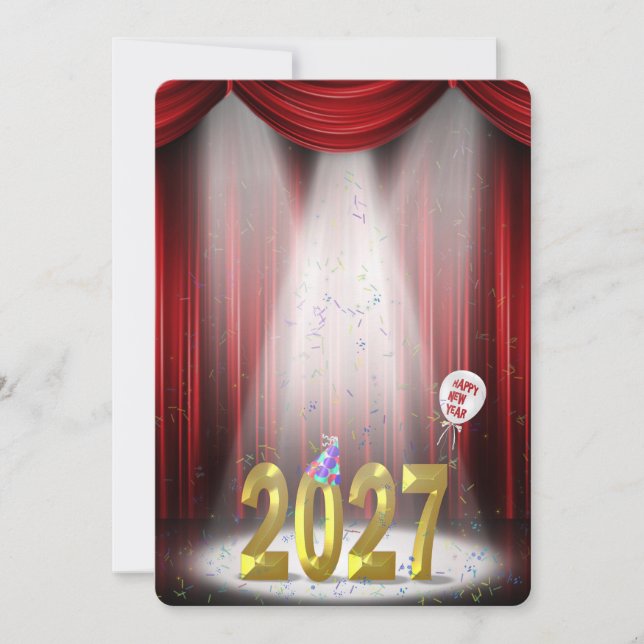 Convites Festa de Ano Novo 2027 em Destaque (Frente)