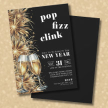 Festa de Ano Novo Black Gold Champagne Pop