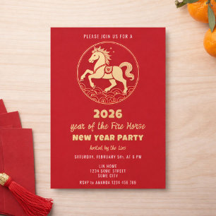 Convites Festa de Ano Novo Chinês 2026 do Cavalo