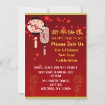 Festa de Ano Novo Chinês Vermelho e Dourado