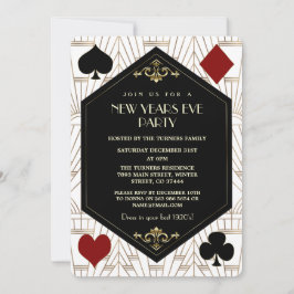 Convites Festa de Ano Novo com Jogos de Cassino Glamourosa 