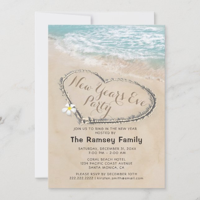 Convites Festa de Ano Novo com Tema Tropical (Frente)