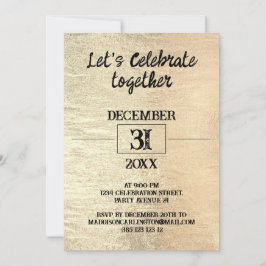 Convites Festa de Ano Novo de Textura em Folha de Ouro