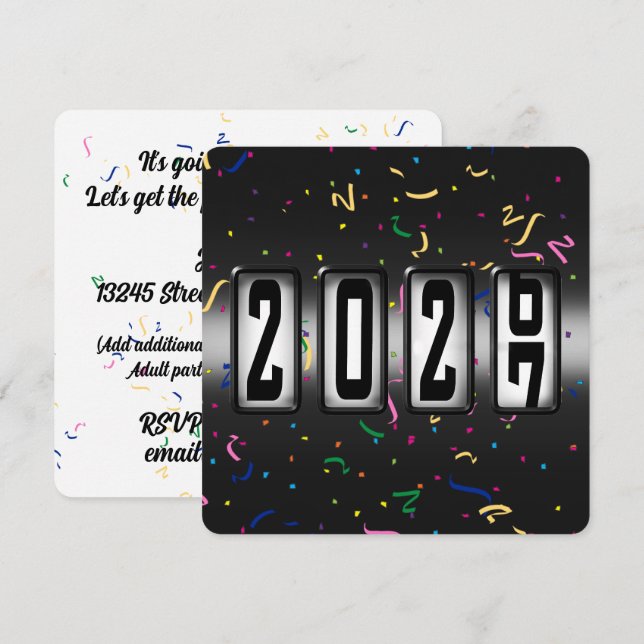 Convites Festa de Ano Novo do Hodômetro de 2027 (Frente/Verso)