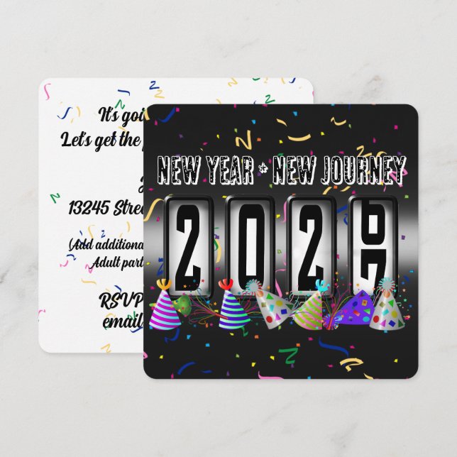 Convites Festa de Ano Novo do Hodômetro de 2027 (Frente/Verso)