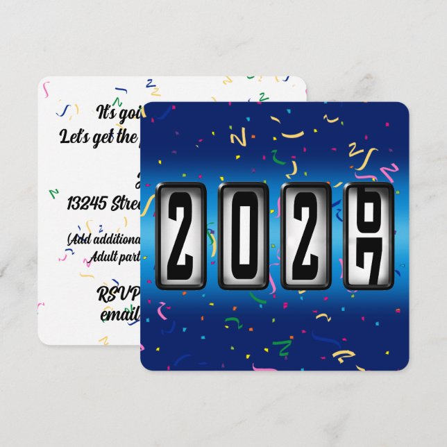 Convites Festa de Ano Novo do Hodômetro de 2027 (Frente/Verso)