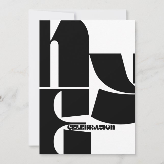 Convites Festa de Ano Novo do Retrô Preto e Branco (Frente)