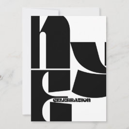 Convites Festa de Ano Novo do Retrô Preto e Branco