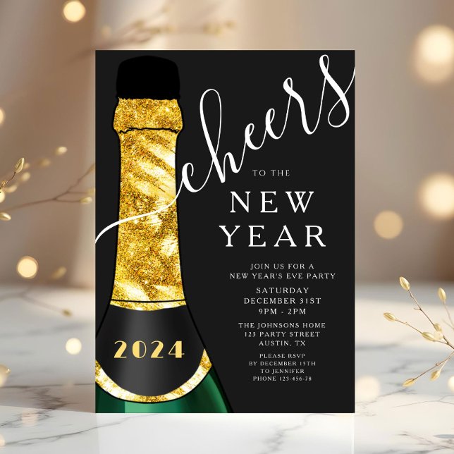 Convites Festa de Ano Novo Elegante (Elegant New Year's Eve Party Invitation)