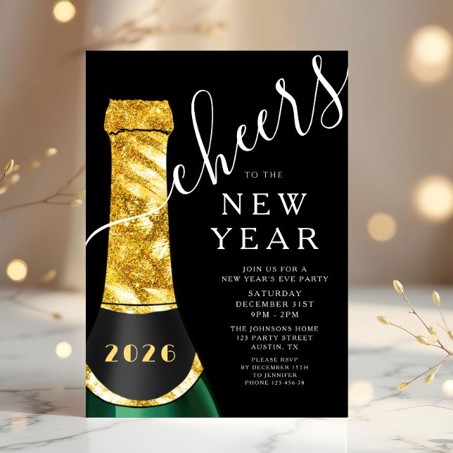 Convites Festa de Ano Novo Elegante (Elegant New Year's Eve Party Invitation)