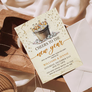 Convites Festa de Ano Novo Gold Cheers