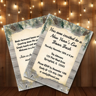 Convites Festa de Ano Novo Rustic Barn Bash