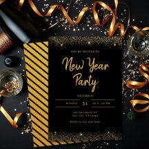 Festa de Ano Novo Simples com Brilho Dourado e Pre