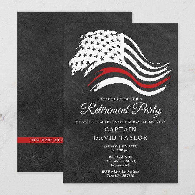 Convites Festa de Aposentação do Bombeiro Finaliza Linha Ve (Frente/Verso)