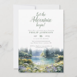 Convites Festa de aposentadoria Adventure Begin Forest Lake