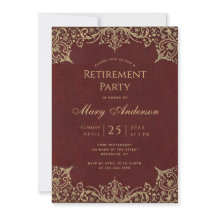 Festa de Aposentadoria Borgonha Dourado Vintage El