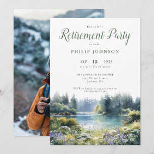 Convites Festa de Aposentadoria com Foto à Beira do Lago na