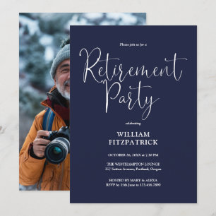 Convites Festa de Aposentadoria com Foto e Letra Cursiva Az