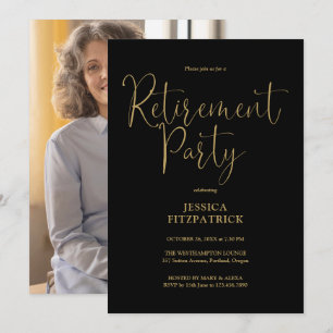 Convites Festa de Aposentadoria com Foto em Letra Cursiva P