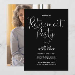 Convites Festa de Aposentadoria com Foto em Preto e Branco 