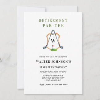 Convites Festa de Aposentadoria com Tema de Golfe com Brasã