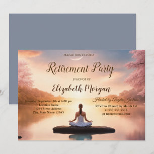 Convites Festa de Aposentadoria da Garota de Meditação com 