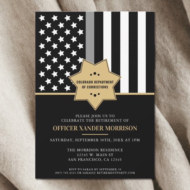 Convites Festa de Aposentadoria da Linha de Prata do Oficia (Corrections Officer Silver Line Retirement Party Invitation)
