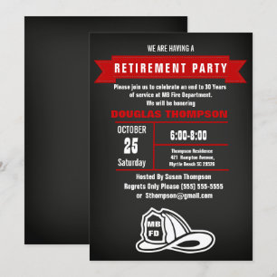 Convites Festa de Aposentadoria de Chalkboard do Bombeiro