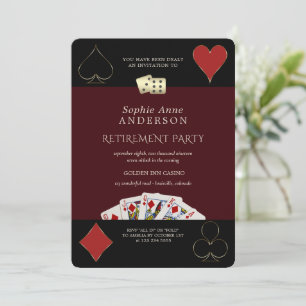 Convites Festa de Aposentadoria Deep Burgundy Casino Vegas 
