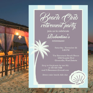 Convites Festa de Aposentadoria do Chic Coastal Stripe Beac