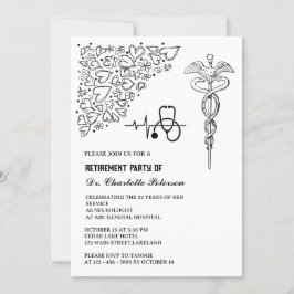 Convites Festa de Aposentadoria do Médico Caduceu Estetoscó