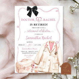 Convites Festa de Aposentadoria do Médico com Laço Preto