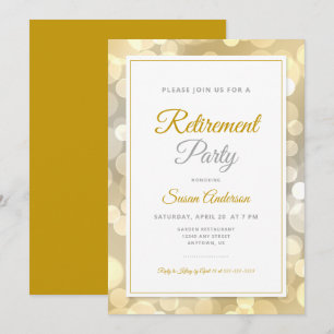Convites Festa de Aposentadoria Elegante em Dourado